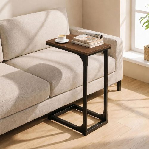 Minimalist C-shaped side table for home, office, or sofa-side use